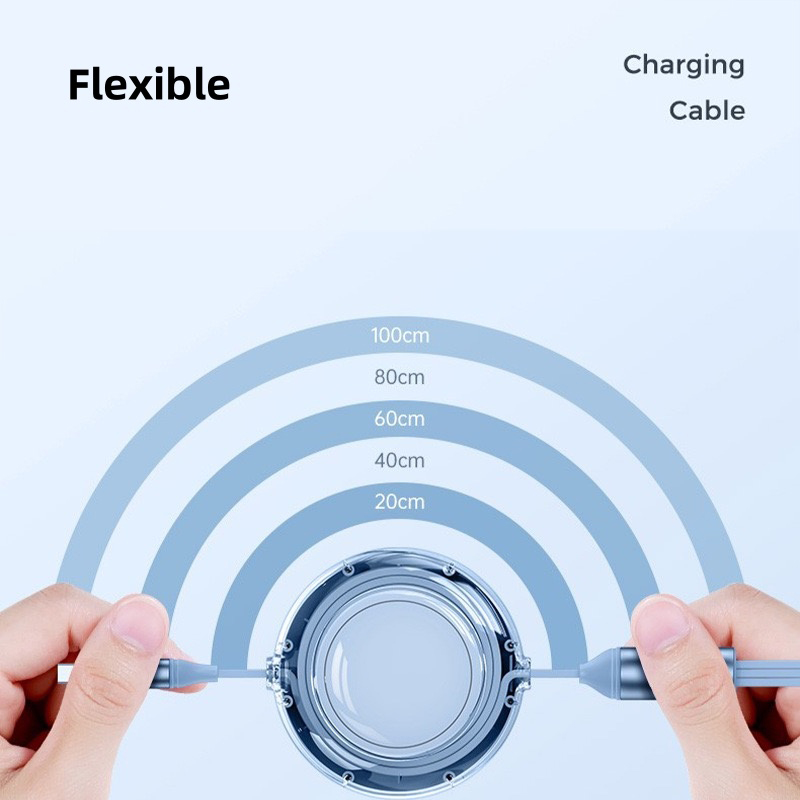 Custom Logo Retractable 3 In 1 Fast Charging Data Line 1.2m PVC USB A To Type-C Charging Cable