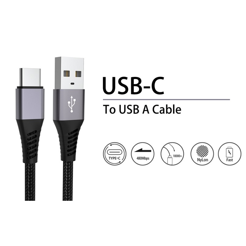  Top sales Custom logo Type-C Data Cable USB A to Type C Charging Cable 3A 480Mbps Fast charging cable