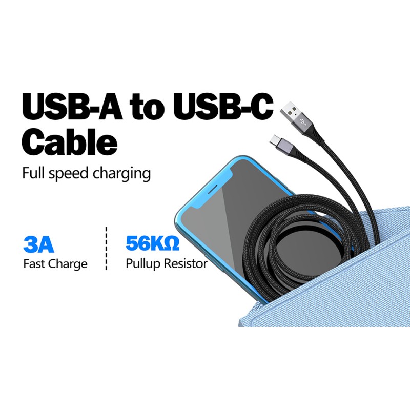  Top sales Custom logo Type-C Data Cable USB A to Type C Charging Cable 3A 480Mbps Fast charging cable